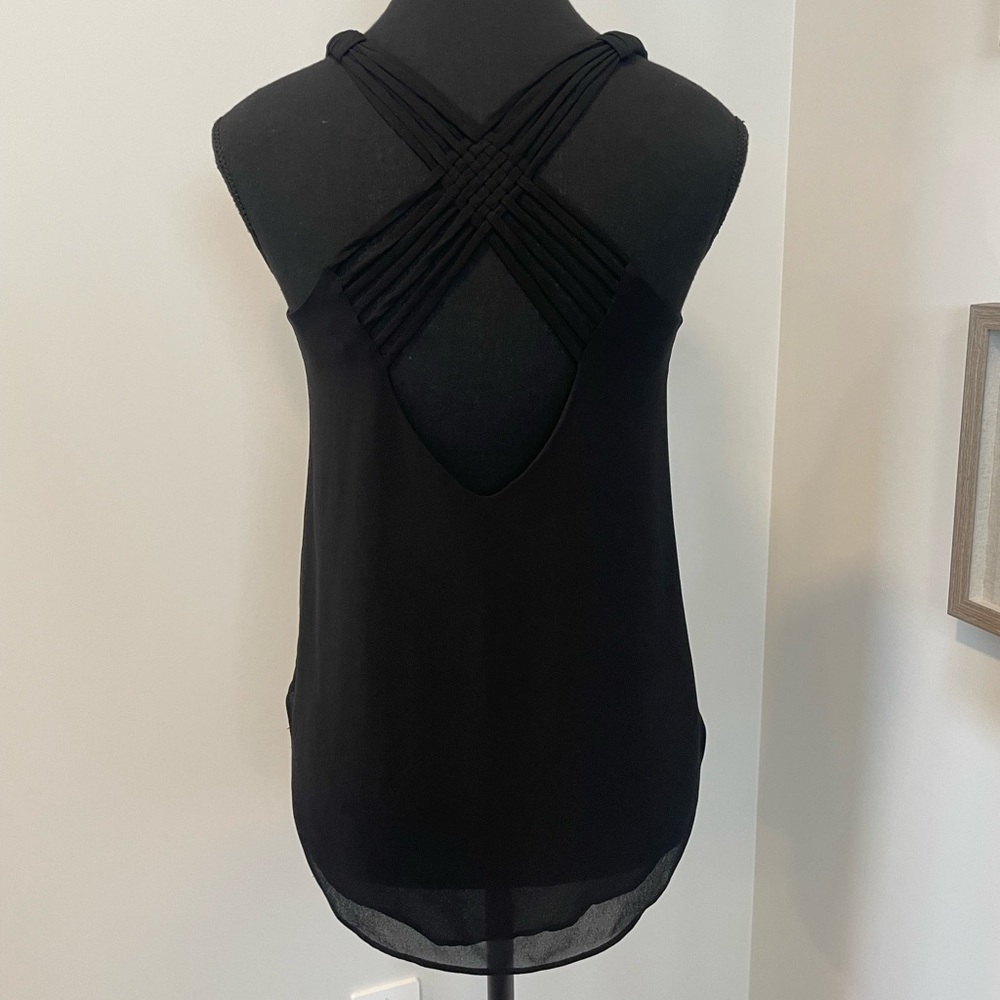 Naked Zebra Black Strappy Criss-Cross Back Detail Top EUC